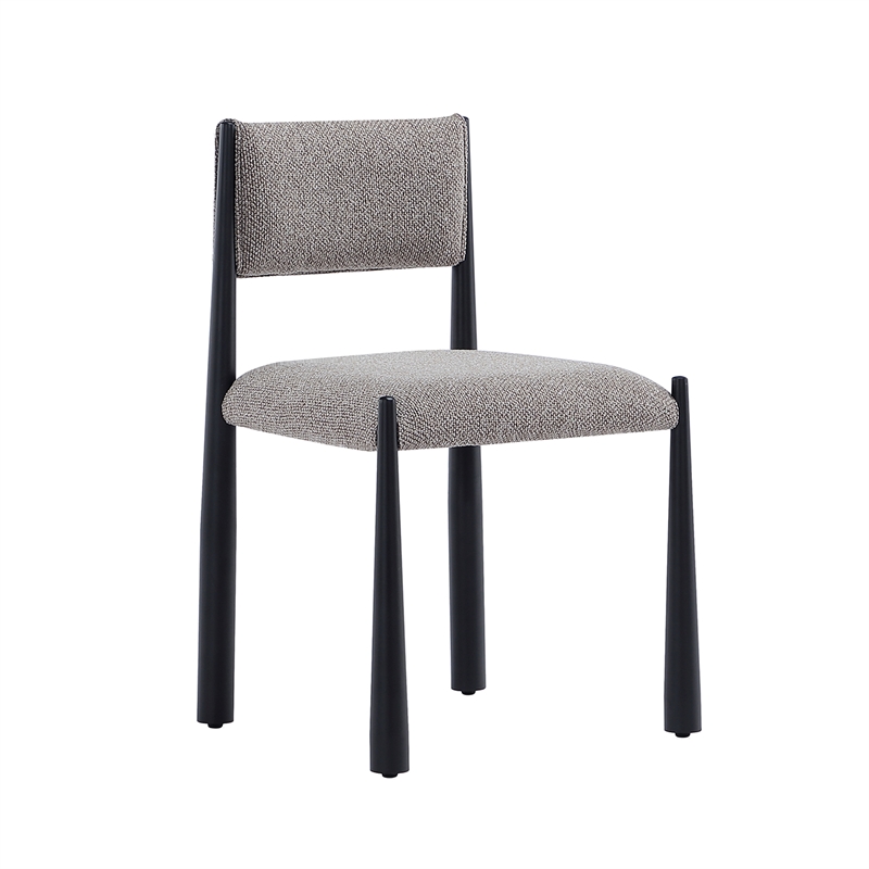 Lennor Mid-Century Modern Boucle Metal Side Chair in Mushroom - Set of 2