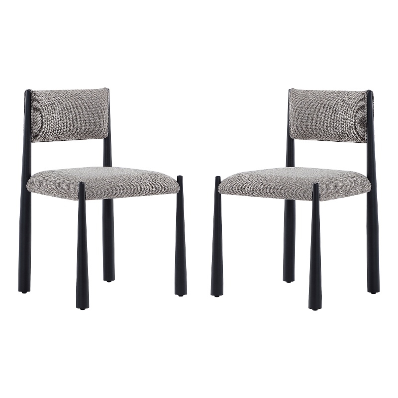 Lennor Mid-Century Modern Boucle Metal Side Chair in Mushroom - Set of 2