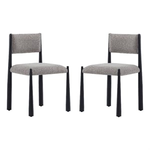 Lennor Mid-Century Modern Boucle Metal Side Chair in Mushroom - Set of 2