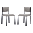Lennor Mid-Century Modern Boucle Metal Side Chair in Mushroom - Set of 2