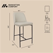 Loft Contemporary Vegan Leather Metal Counter Stool in Stone Gray - Set of 2