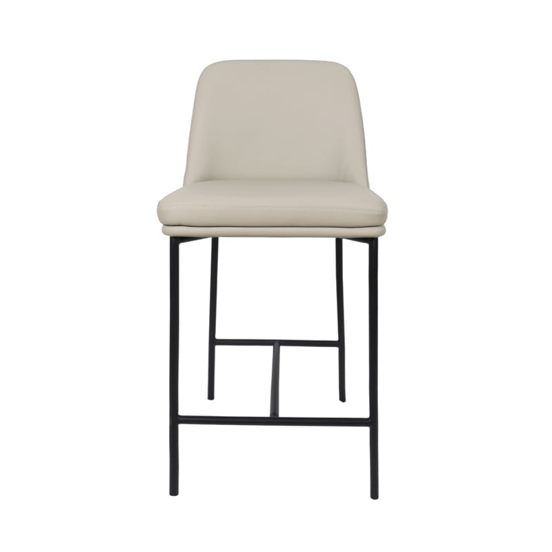Loft Contemporary Vegan Leather Metal Counter Stool in Stone Gray - Set of 2