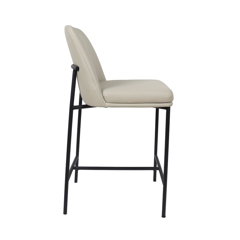 Loft Contemporary Vegan Leather Metal Counter Stool in Stone Gray - Set of 2