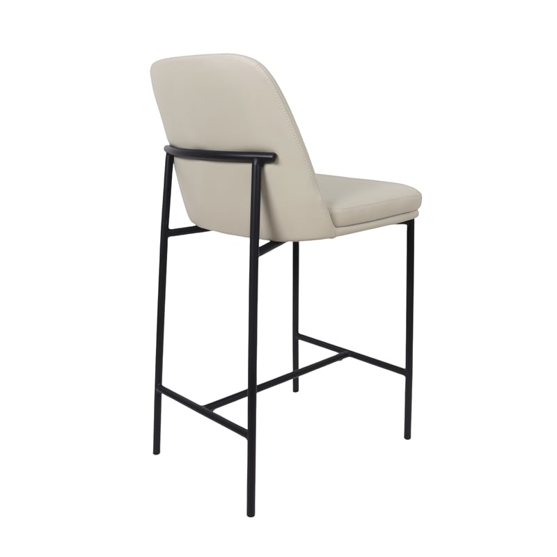 Loft Contemporary Vegan Leather Metal Counter Stool in Stone Gray - Set of 2