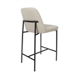 Loft Contemporary Vegan Leather Metal Counter Stool in Stone Gray - Set of 2