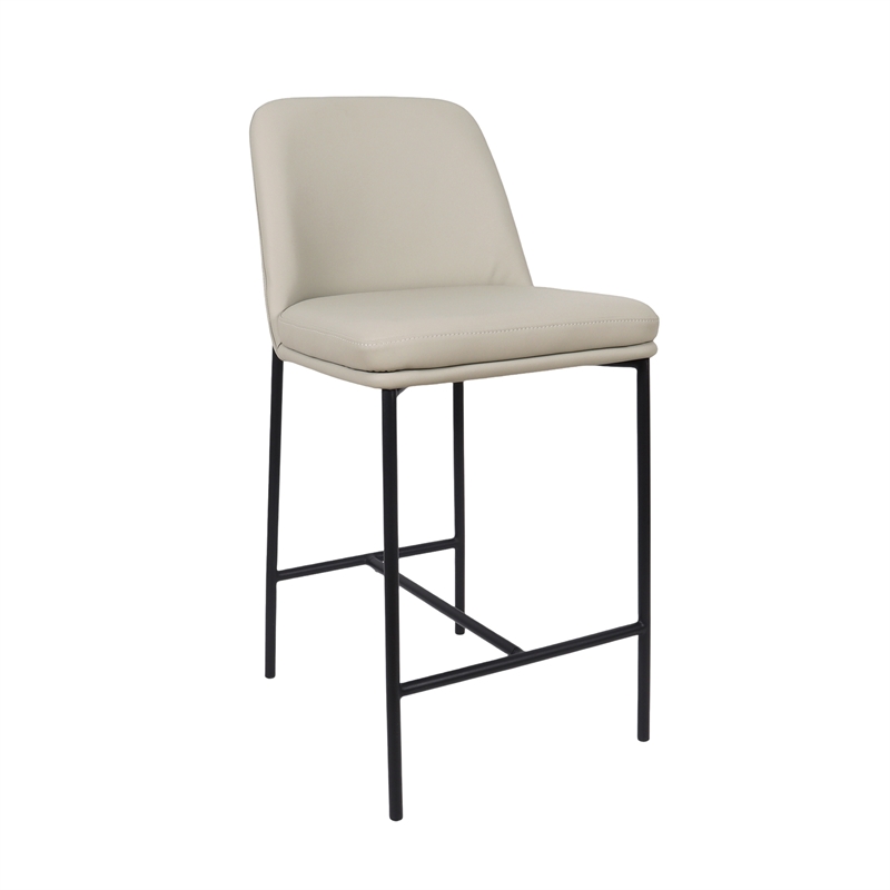 Loft Contemporary Vegan Leather Metal Counter Stool in Stone Gray - Set of 2