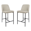 Loft Contemporary Vegan Leather Metal Counter Stool in Stone Gray - Set of 2