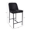 Loft Contemporary Vegan Leather Metal Counter Stool in Black - Set of 2
