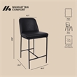 Loft Contemporary Vegan Leather Metal Counter Stool in Black - Set of 2