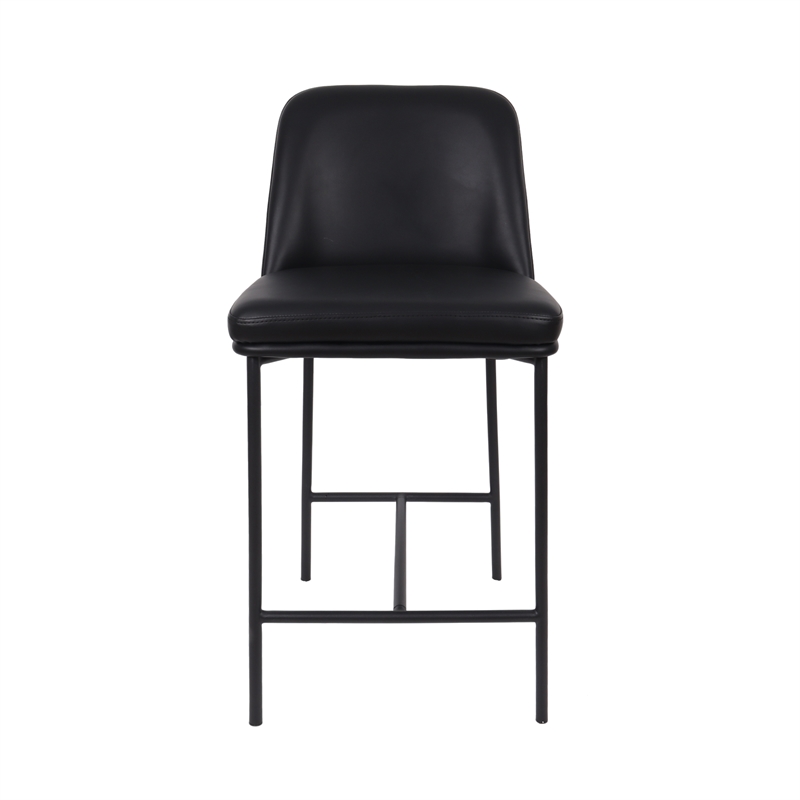 Loft Contemporary Vegan Leather Metal Counter Stool in Black - Set of 2