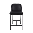 Loft Contemporary Vegan Leather Metal Counter Stool in Black - Set of 2