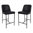 Loft Contemporary Vegan Leather Metal Counter Stool in Black - Set of 2