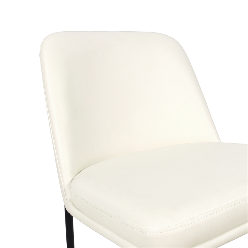 Loft Contemporary Vegan Leather Metal Counter Stool in Ivory - Set of 2