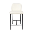 Loft Contemporary Vegan Leather Metal Counter Stool in Ivory - Set of 2