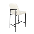 Loft Contemporary Vegan Leather Metal Counter Stool in Ivory - Set of 2