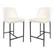 Loft Contemporary Vegan Leather Metal Counter Stool in Ivory - Set of 2