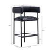 Onda Contemporary Vegan Leather Metal Counter Stool in Black