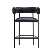 Onda Contemporary Vegan Leather Metal Counter Stool in Black