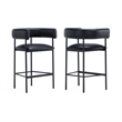 Onda Contemporary Vegan Leather Metal Counter Stool in Black