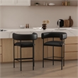 Onda Contemporary Vegan Leather Metal Counter Stool in Black