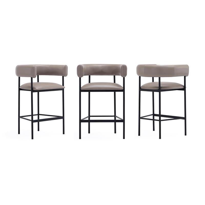 Onda Contemporary Vegan Leather Metal Counter Stool in Taupe