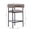 Onda Contemporary Vegan Leather Metal Counter Stool in Taupe