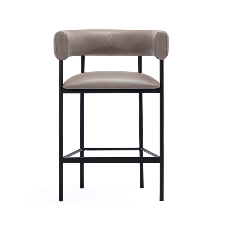 Onda Contemporary Vegan Leather Metal Counter Stool in Taupe