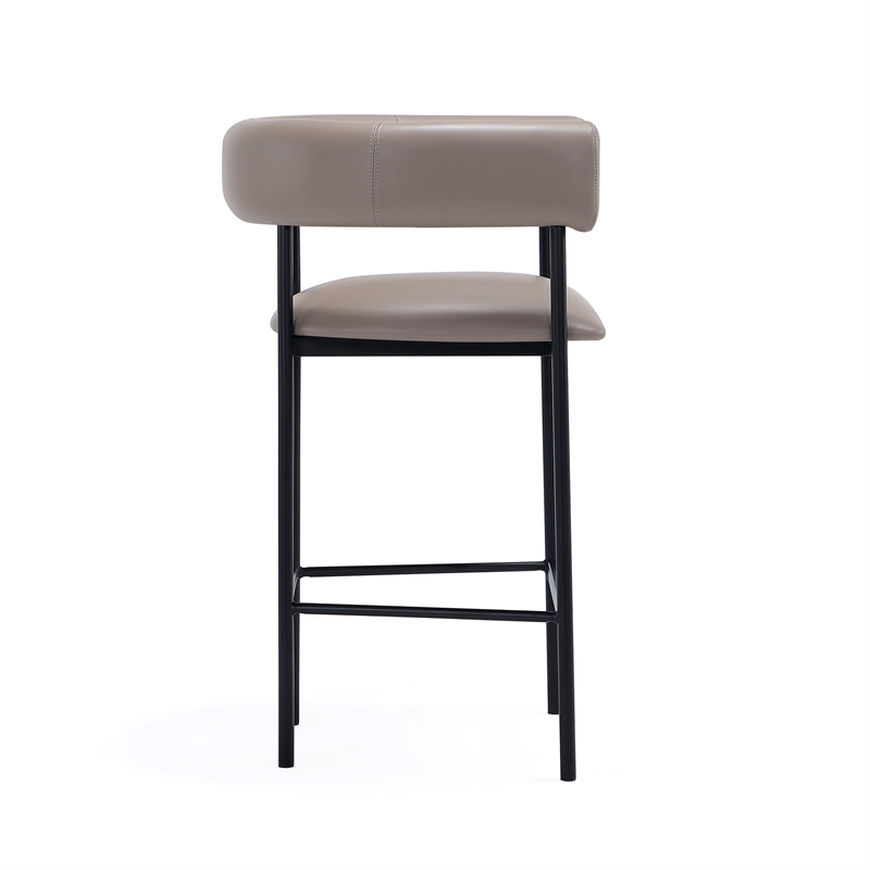 Onda Contemporary Vegan Leather Metal Counter Stool in Taupe