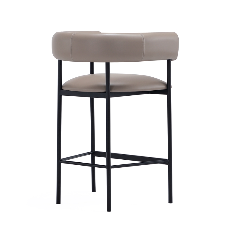 Onda Contemporary Vegan Leather Metal Counter Stool in Taupe