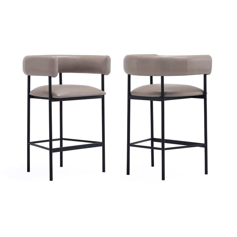Onda Contemporary Vegan Leather Metal Counter Stool in Taupe