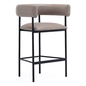 Onda Contemporary Vegan Leather Metal Counter Stool in Taupe