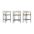 Onda Contemporary Vegan Leather Metal Counter Stool in Ivory