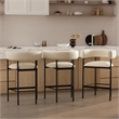 Onda Contemporary Vegan Leather Metal Counter Stool in Ivory
