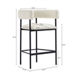 Onda Contemporary Vegan Leather Metal Counter Stool in Ivory