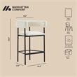 Onda Contemporary Vegan Leather Metal Counter Stool in Ivory