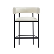 Onda Contemporary Vegan Leather Metal Counter Stool in Ivory