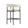 Onda Contemporary Vegan Leather Metal Counter Stool in Ivory