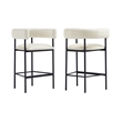 Onda Contemporary Vegan Leather Metal Counter Stool in Ivory
