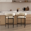 Onda Contemporary Vegan Leather Metal Counter Stool in Ivory