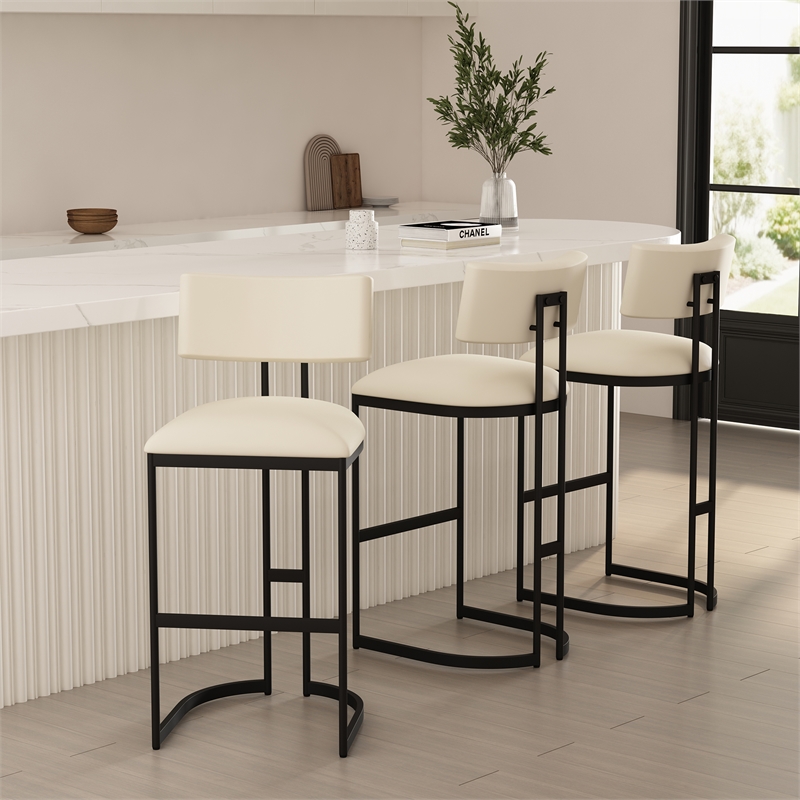 Juno Contemporary Modern Metal Barstool in Ivory