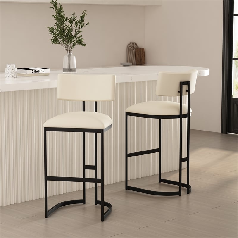 Juno Contemporary Modern Metal Barstool in Ivory