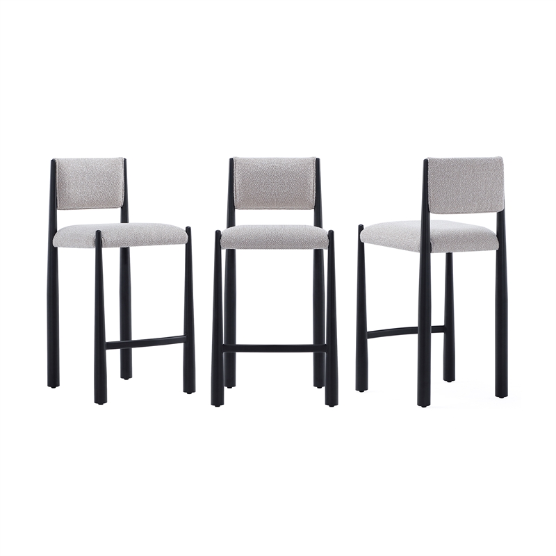 Lennor Mid-Century Modern Boucle Metal Counter Stool in Champagne