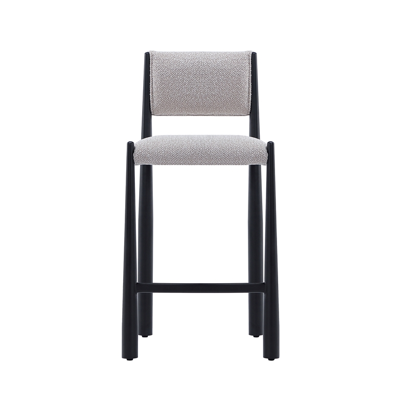 Lennor Mid-Century Modern Boucle Metal Counter Stool in Champagne