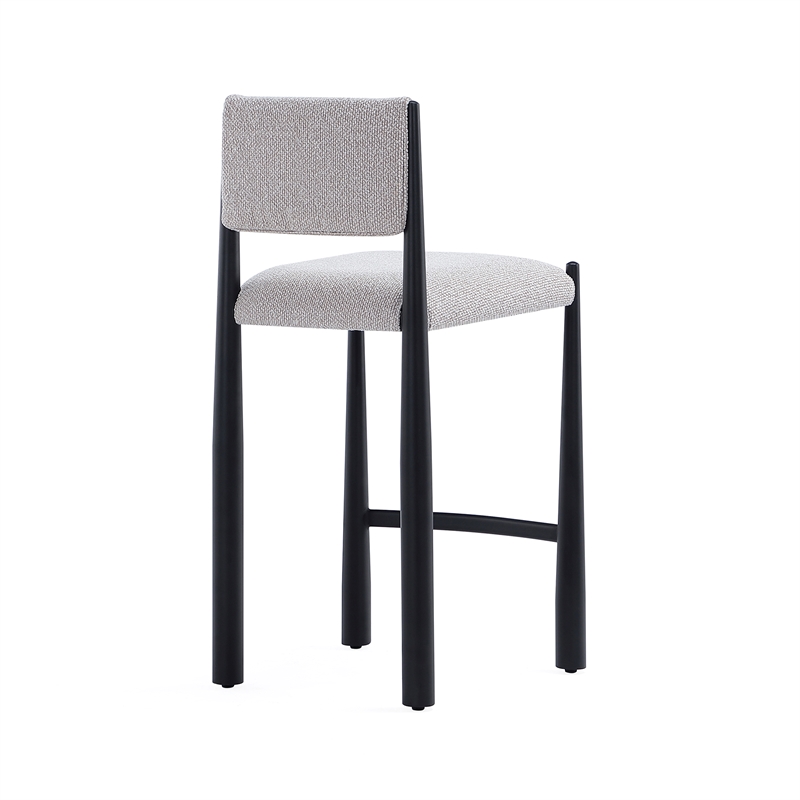 Lennor Mid-Century Modern Boucle Metal Counter Stool in Champagne