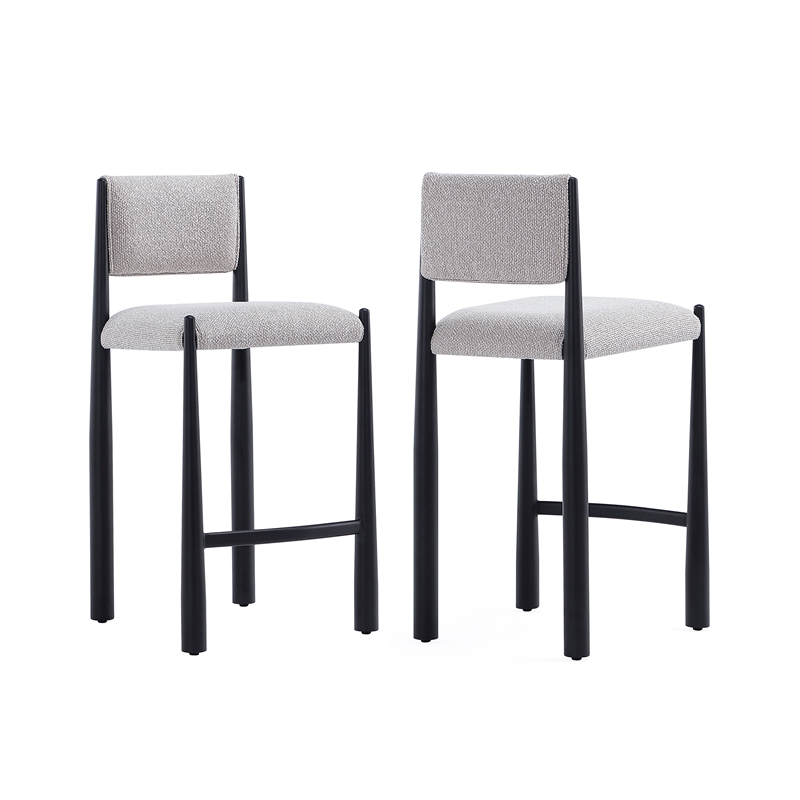 Lennor Mid-Century Modern Boucle Metal Counter Stool in Champagne