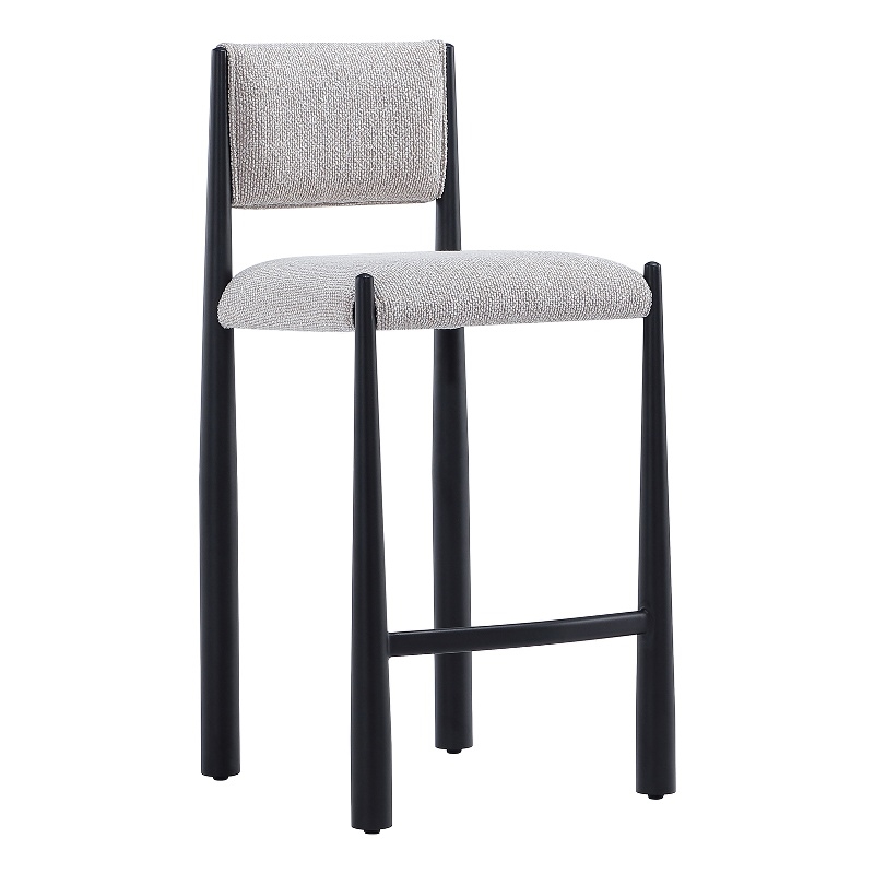 Lennor Mid-Century Modern Boucle Metal Counter Stool in Champagne