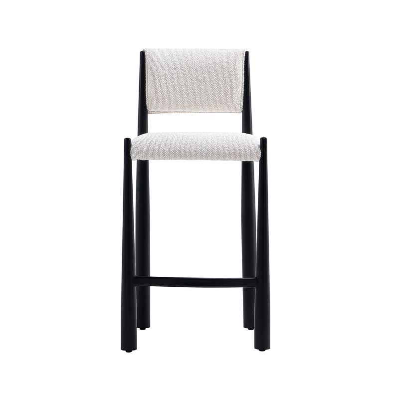 Lennor Mid-Century Modern Boucle Metal Counter Stool in Cream