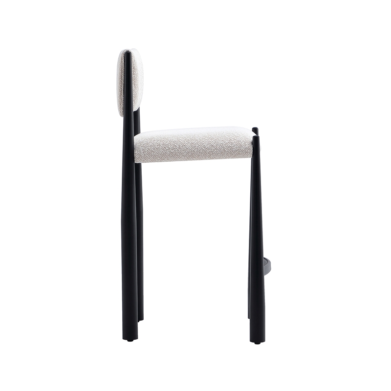 Lennor Mid-Century Modern Boucle Metal Counter Stool in Cream