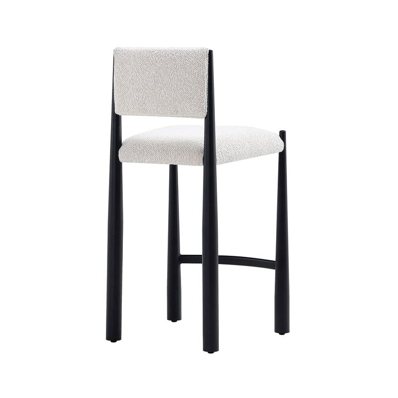 Lennor Mid-Century Modern Boucle Metal Counter Stool in Cream