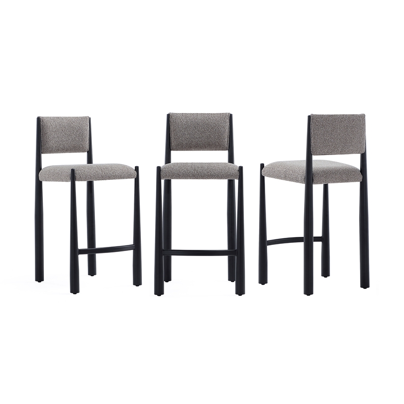 Lennor Mid-Century Modern Boucle Metal Counter Stool in Mushroom